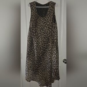 Ana Rose Leopard Sleeveless Midi Lightweight Polyester Dress Fully Lined 2X
